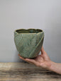 Portavaso in Ceramica con Motivo a Foglie Tropicali 12 cm