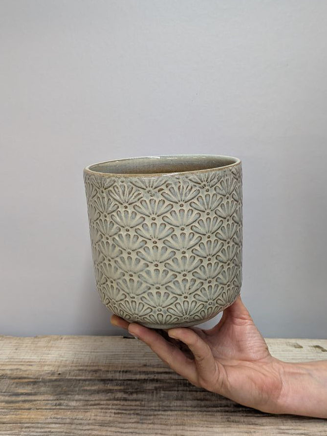 Portavaso in Ceramica con Motivo a Ventagli 12 cm