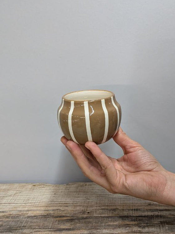 Portavaso in Ceramica Sferica a Righe 6 cm