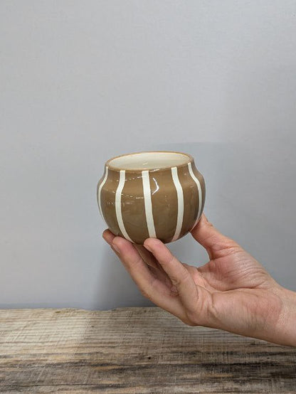 Portavaso in Ceramica Sferica a Righe 6 cm