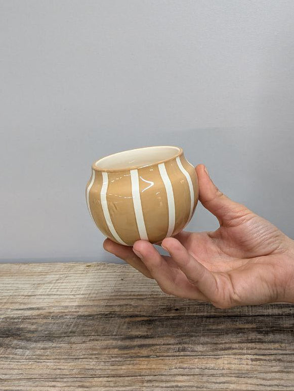 Portavaso in Ceramica Sferica a Righe 6 cm