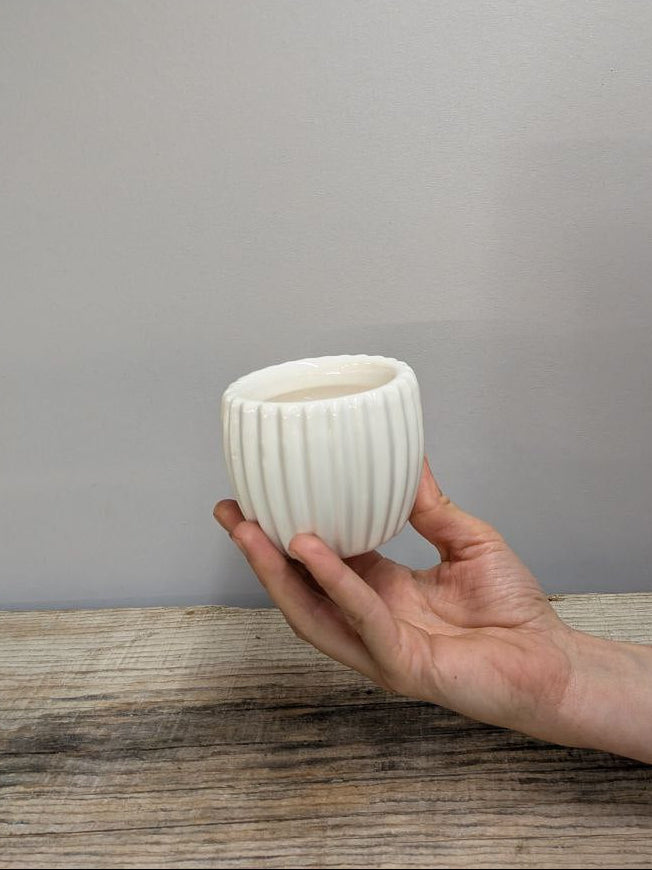Portavaso in Ceramica a Calice Costolato 6 cm