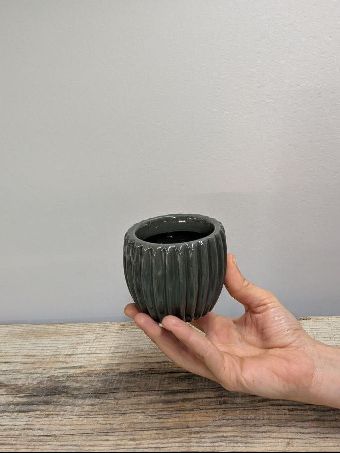 Portavaso in Ceramica a Calice Costolato 6 cm