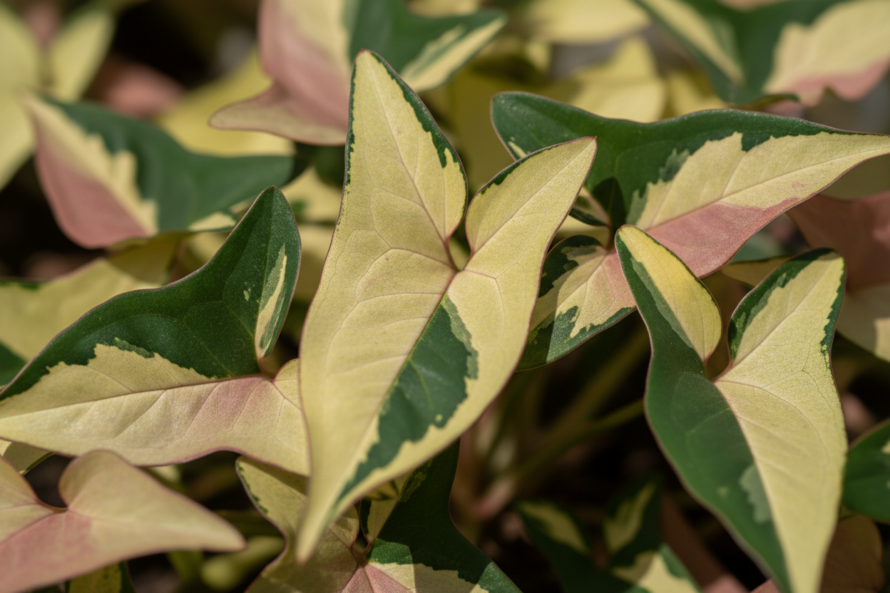 Mi serve del syngonium. Foglia piccola e triangolare. variegature nette, giallo, verde e rosa. 