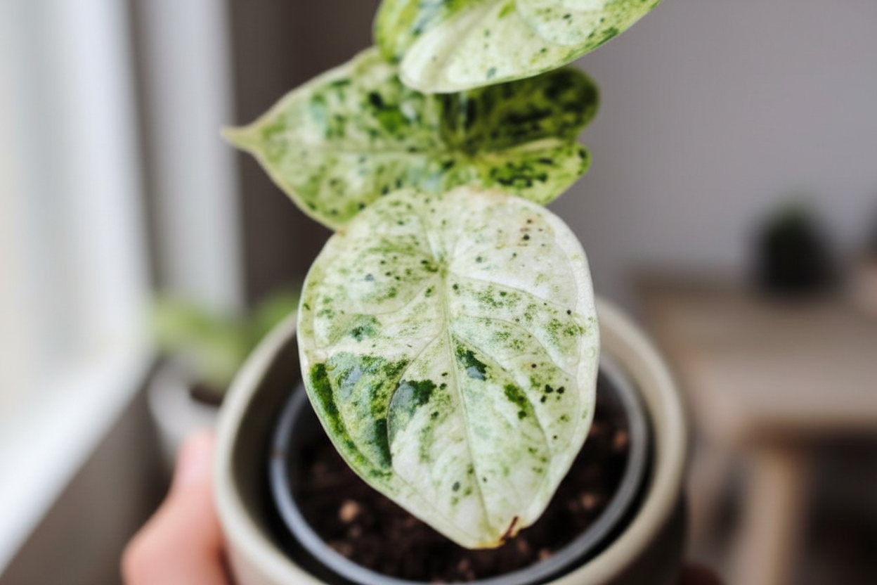 No, prendi la mia foto del sito. Alocasia Dragon Scale Variegata